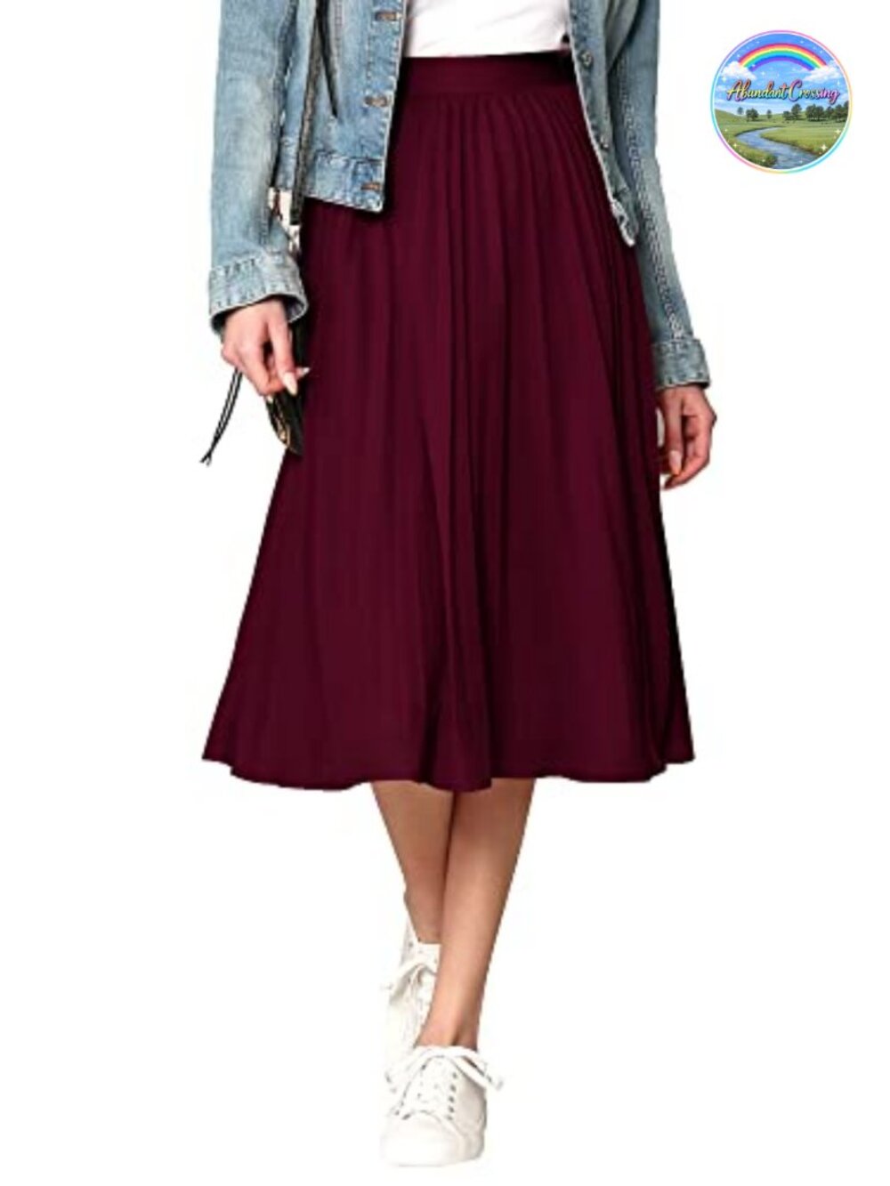 High Waist Pleated Midi A-Line Swing Skirt Flowy